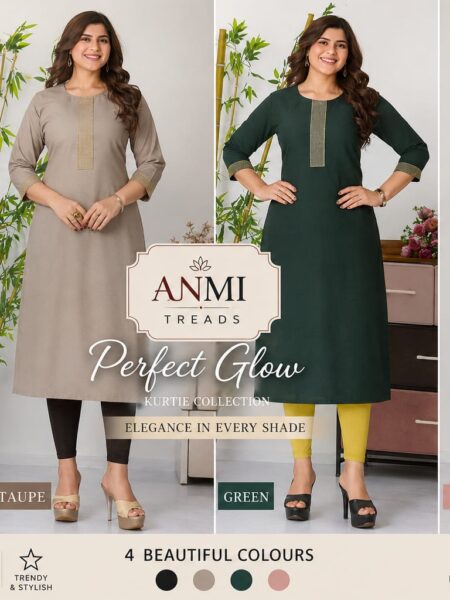 ANMI Treads Perfect Glow Kurti – 4XL | Black, Taupe, Green, Peach