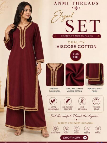 Women’s Elegant Viscose Cotton Kurta Set – XXL