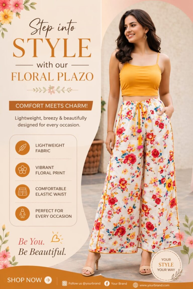 Floral Print Wide-Leg Palazzo Pants – Lightweight Elastic Waist for Women