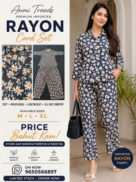 Anmi Treads Premium Imported Rayon Cord Set"